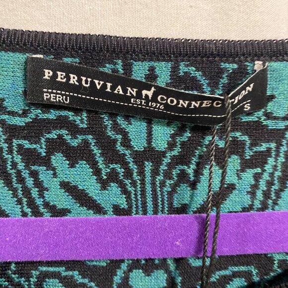 Peruvian Connection Orinda Top‎ Turquoise and Black Size S NWT - Picture 2 of 8